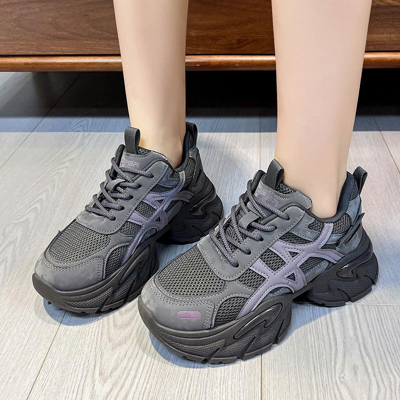 Thick-soled Mesh Purple Dad Shoes Women's New Autumn Trendy Small American Height-increasing Niche Outdoor Sports Shoes