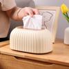 Elegant Striped Desktop Tissue Box with Spring-Loaded Lift for Hotel or Living Room
