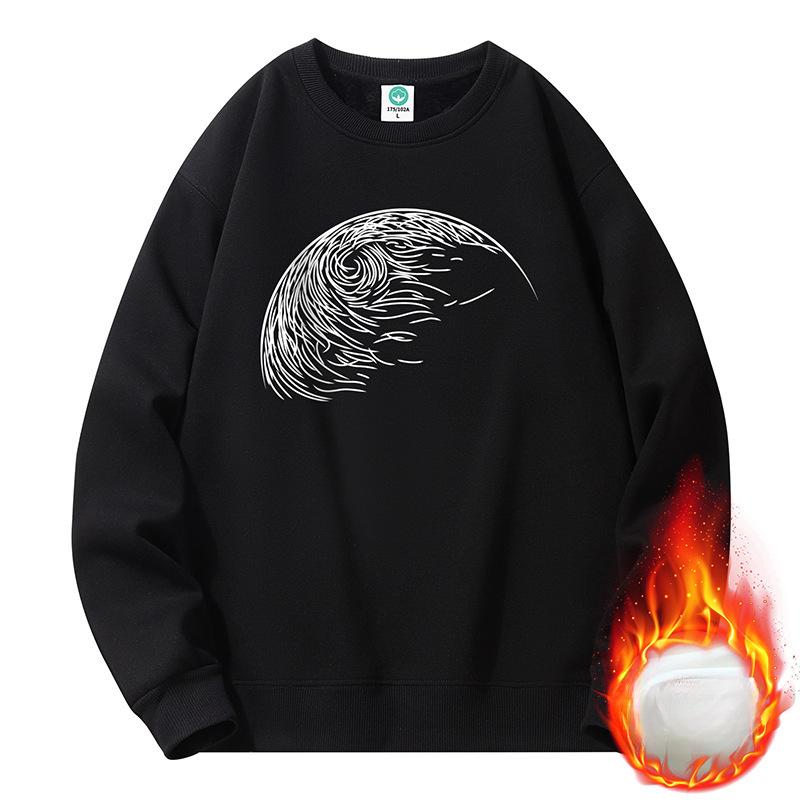 Fleece Thickened Crew Neck Sweater Men's and Women's Tide Loose Pullover New Couple Sweater Men's Spring and Autumn Models