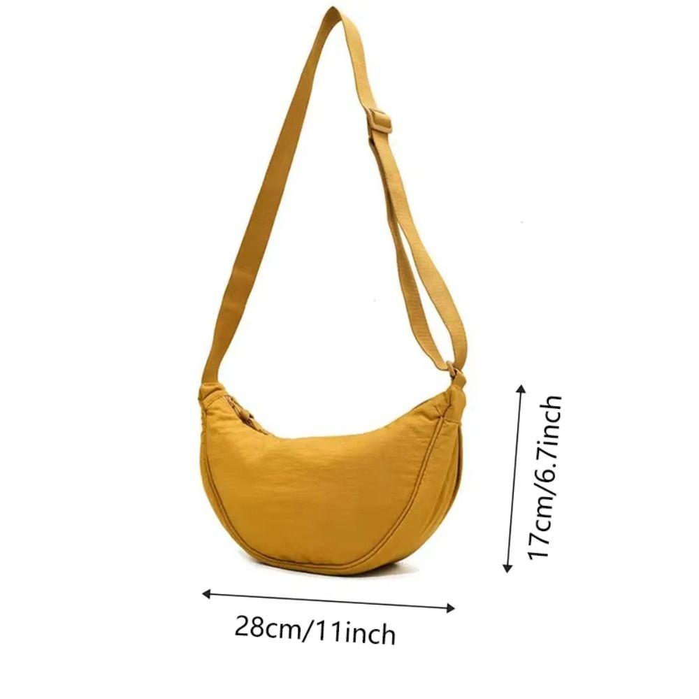 Large Capacity Nylon Hobos Bag Solid Color Vintage Style Shoulder Bag Simple Design Cotton Filled Crossbody Bag Daily Use