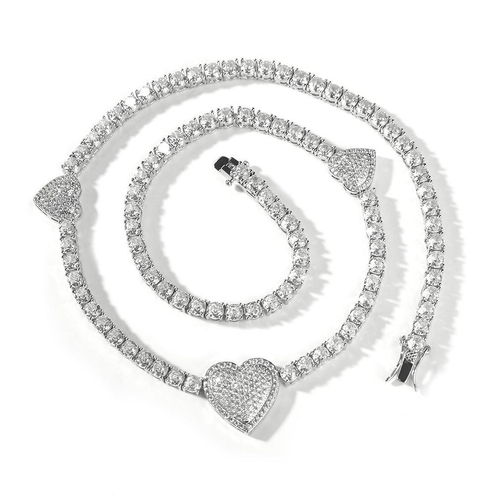 Copper inlaid zircon love tennis chain niche design high sense collarbone chain fashionable and simple 16inch серебряный