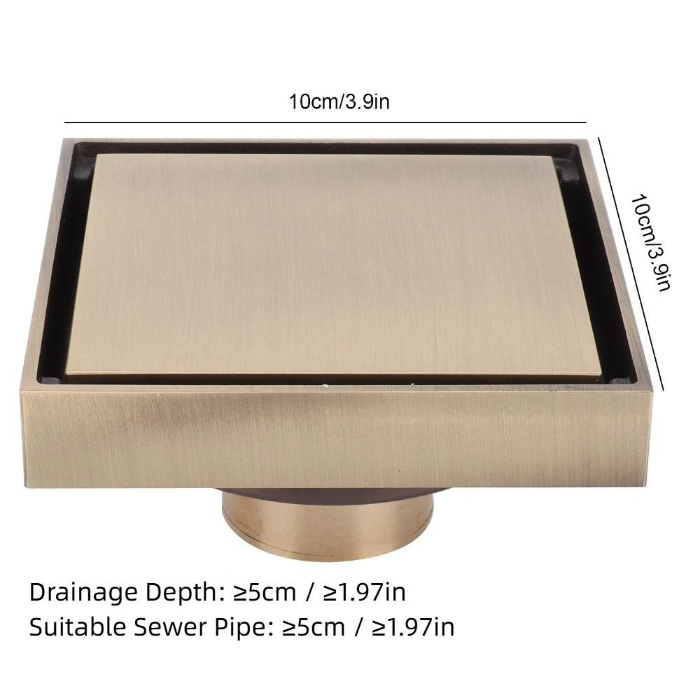 Square Floor Drain Brass Material Hair Catcher Drain Durable Shower Floor Drain  Garage Drain