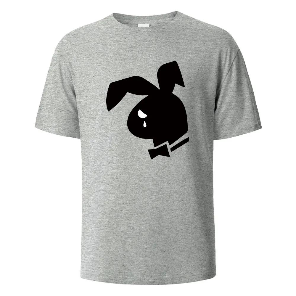 Weep Rabbit Street Lustiges T-Shirt Für Herren Mode Lässig Locker Baumwollkleidung Basic Oberteil Rundhals Atmungsaktives T-Shirt Hip Hop T-Shirts