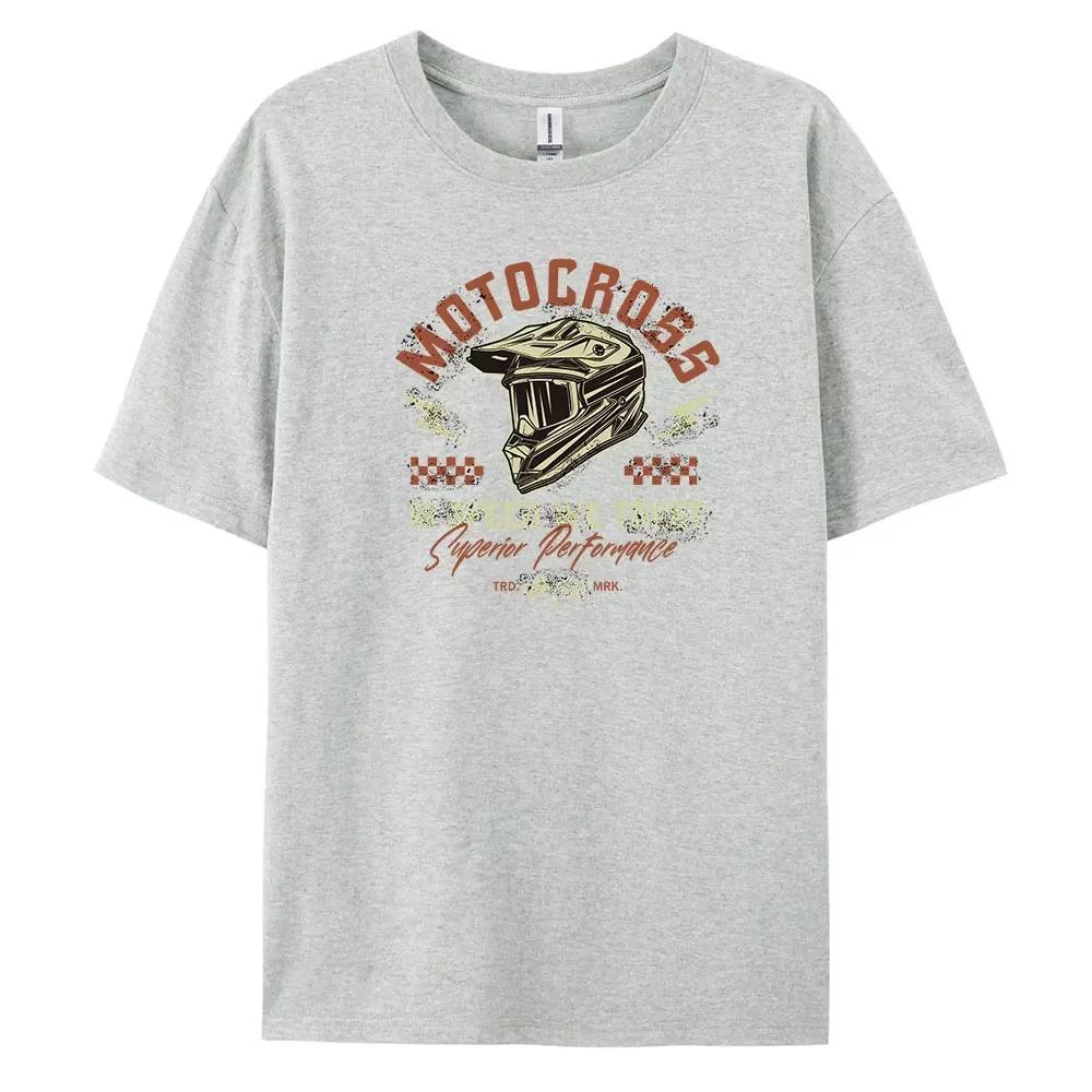 Motocross Men's Casual Short-sleeved T-shirt with 100% Cotton Fashion Print Tees Oversize
