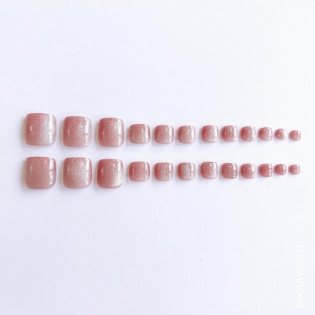 Peach Blossom Pink Removable Toenail Stickers with Crystal and Whitening Effect