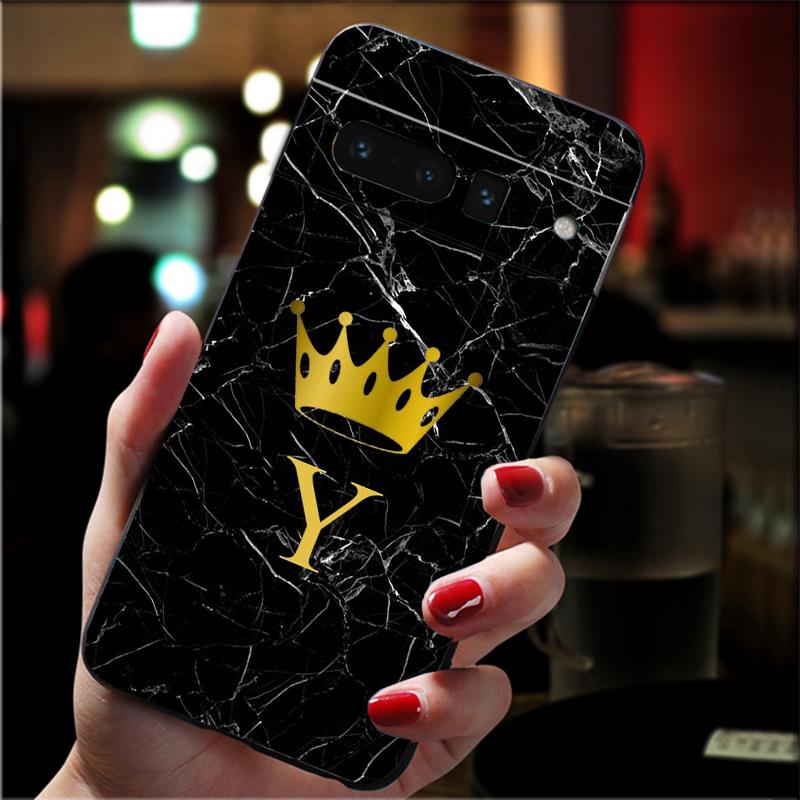

Phone Case For Google Pixel 10 9 Pro XL 9A 8 7 6 Pro Pixel 8A 7A 6A Pixel 8 7 6 5 Monogram Marble crown initials name Letter Google Pixel 10