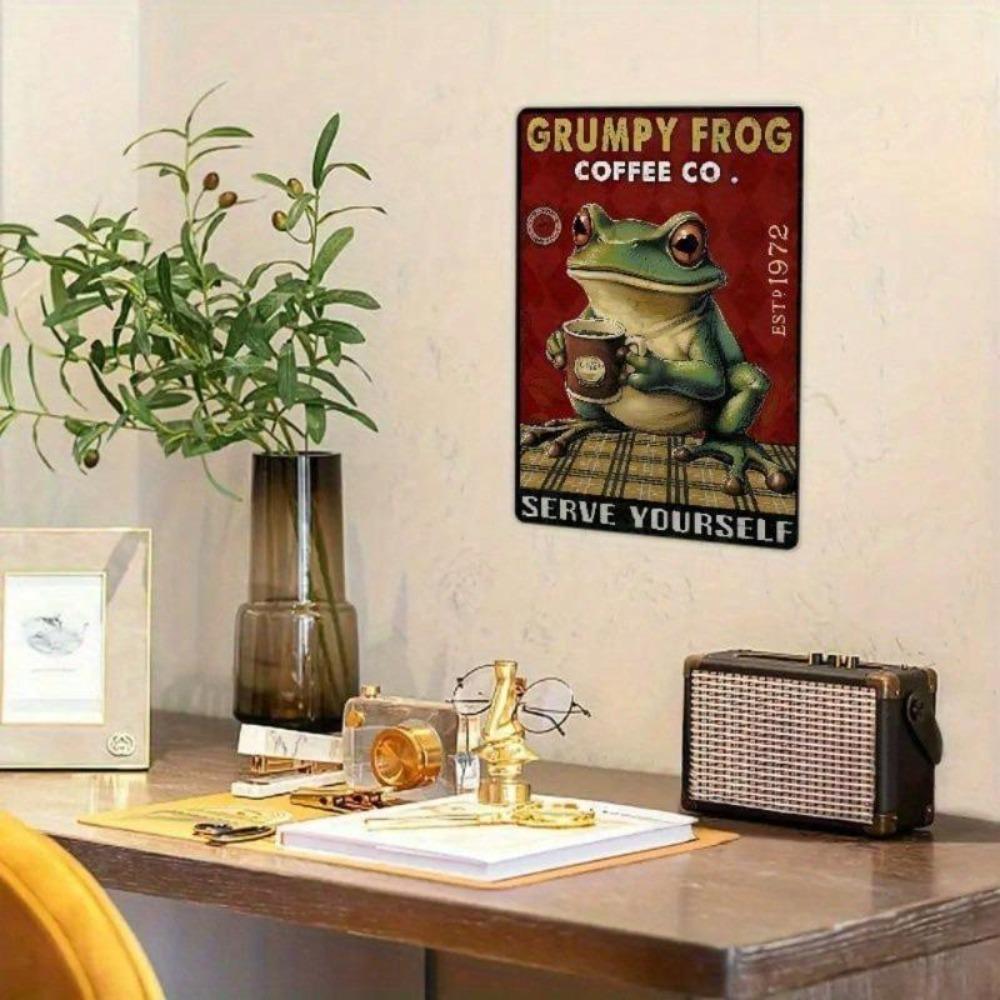 Vintage Grumpy Frog Metal Tin Sign Wall Art Retro Kitchen Bar Cafe Home Decor