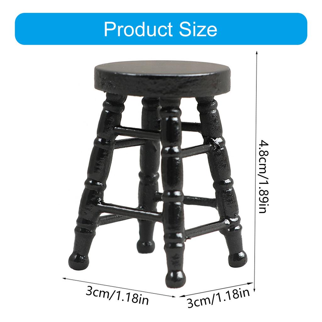 Realistic Wood Stool Zakka Realistic Pretend Play for Role Display Round Top Stool Model Vintage Stool 1:12 Doll House