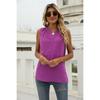 Summer Women's Solid Color Chiffon Loose V-Neck Jacquard Sleeveless Casual Vest Top for Crossborder European American