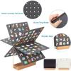 Pin Display Organizer Brooch Pin Holder Felt Pin Storage Pages Pin Collection Storage Calendar 6 Pages with Wooden Stand for Desktop Display