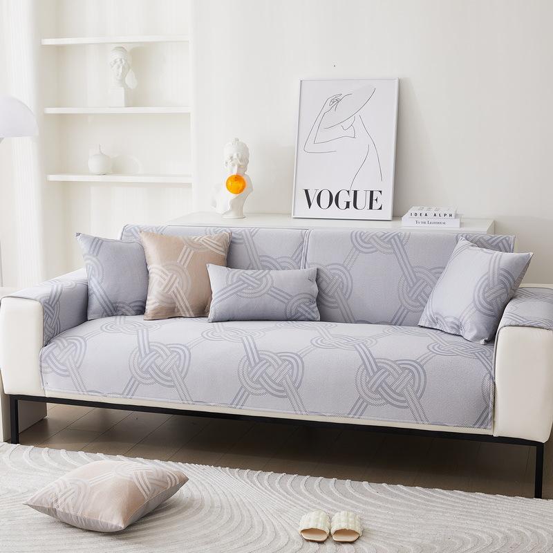 

Summer Ice Silk Sofa Cushion Mat Cushion Cover Towel Non-Slip Green Leather Sofa Seat Cushion Cover Summer 70*70cm