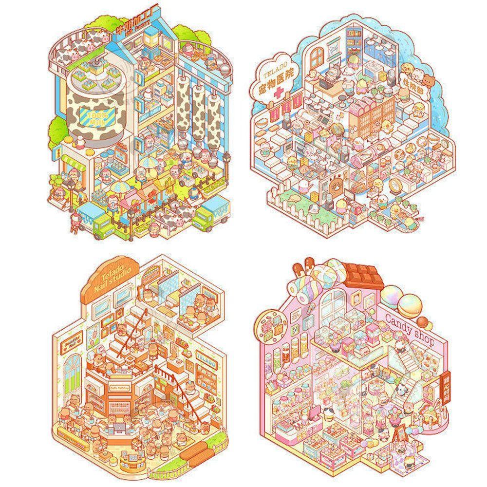 Cozy House Miniature Scene Collection Book 3D Hut Journal Stickers  Photo Prop