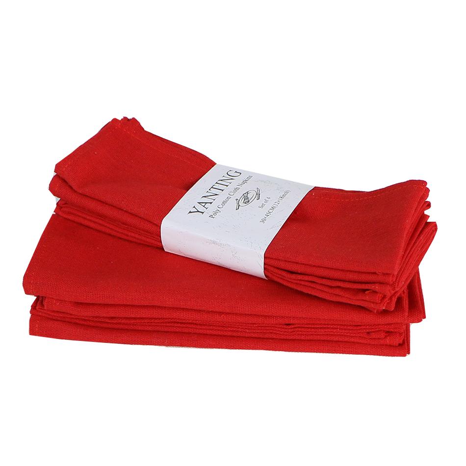 Set of 4 Cotton Linen Dinner Napkins 40x40cm Heavy Cloth Fabric Table Placemats Washable Durable For Party Holiday Wedding Decor