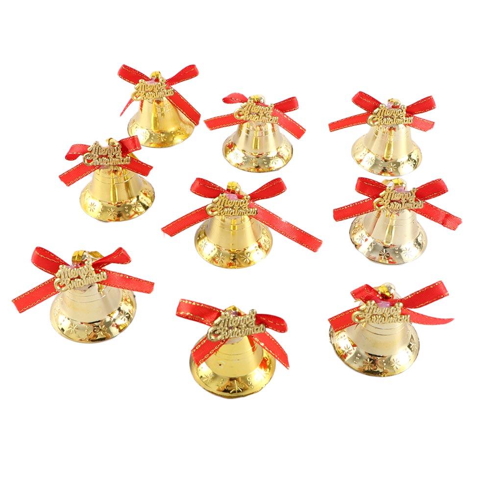 

9pcs/pack Creative New Year Gift Plastic Party Decor Christmas Bells Golden Bell Christmas Tree Pendant Christmas Decorations 38mm