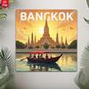 Bangkok Boat Temple Iron Wall Art Thai River Scenic Metal Sign Home Decor