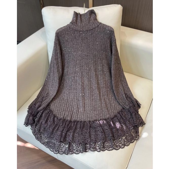 Women's Autumn Lace-Paneled Slimming Casual Top