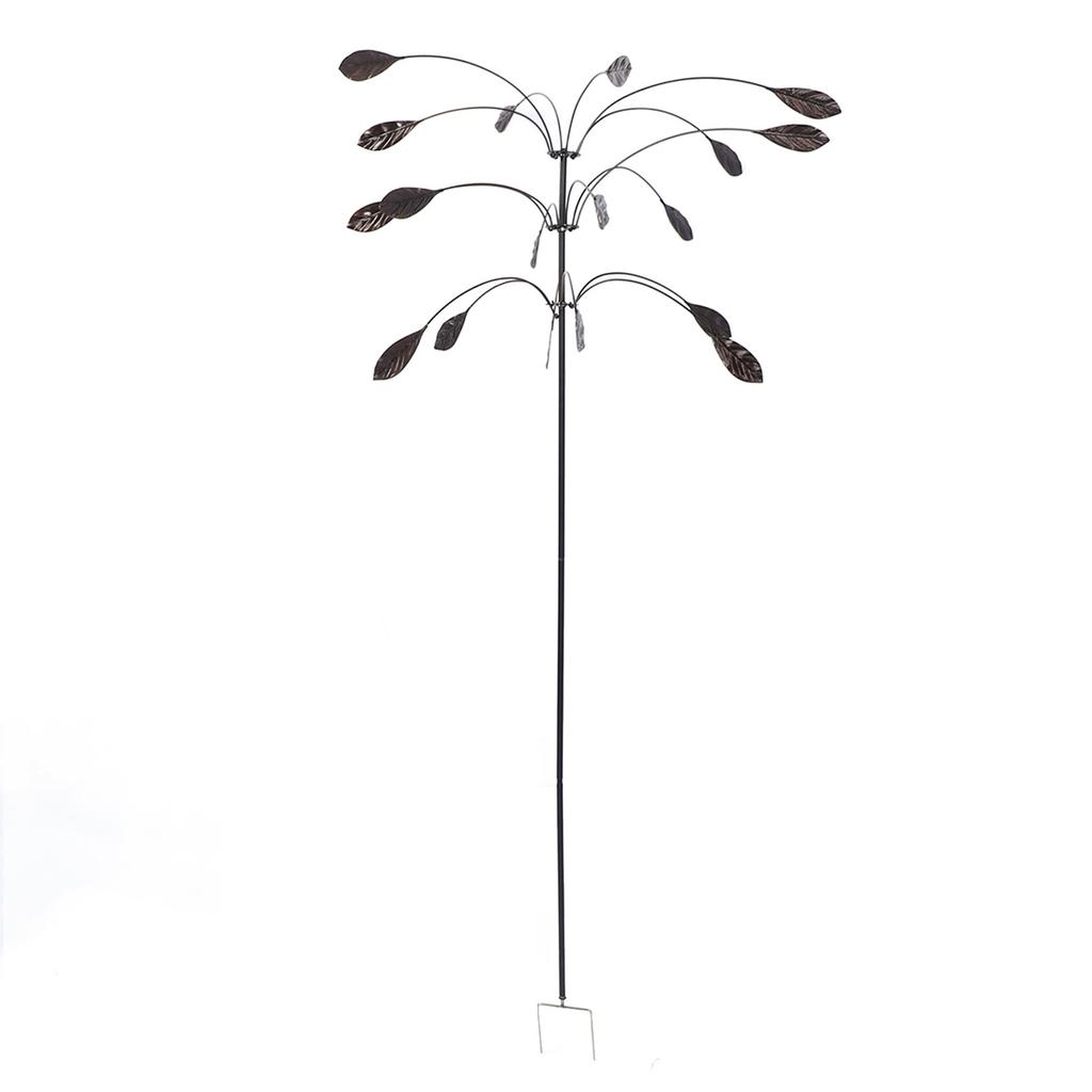 Metal Wind Spinner Wind Sculpture Rustproof Waterproof Heavy Duty Falling Foliage Kinetic Copper Triple Spinner for Outdoor Garden