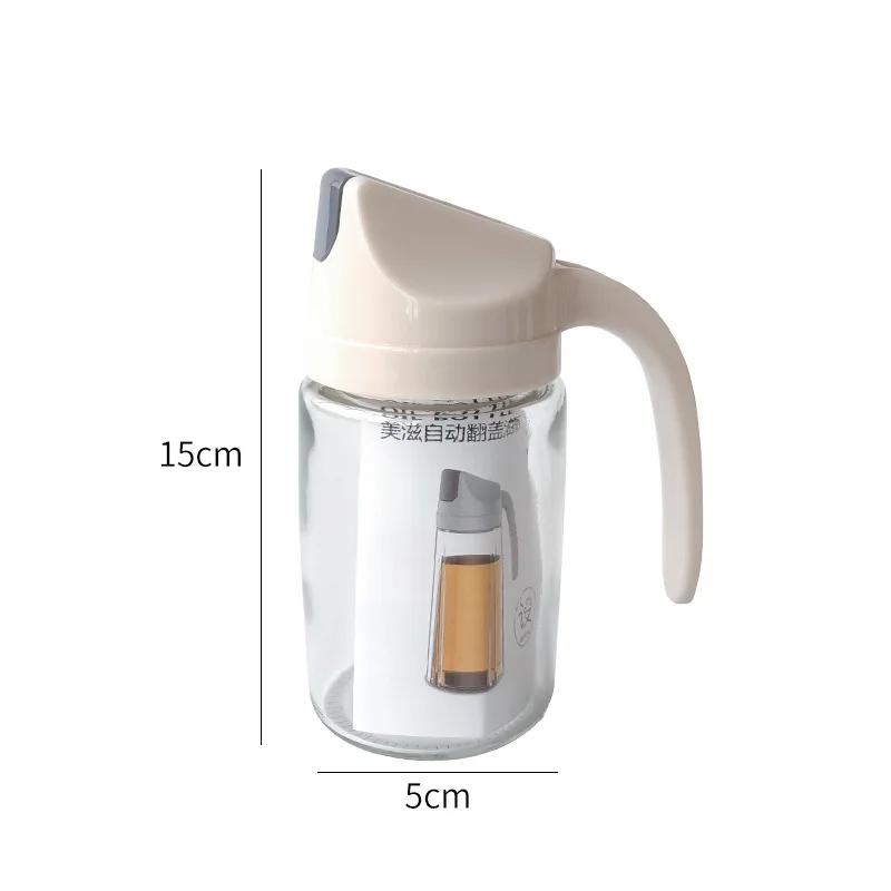1000ml Kitchen Glass Automatic Opening and Closing Oil Can Household Kitchen Dustproof Large-capacity Glass Oil Bottle