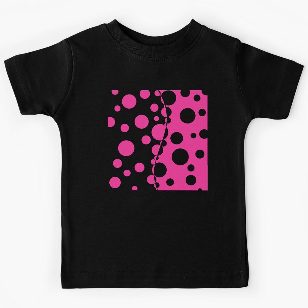 Retro 60 s, 70 s, 80 s Dot Pattern Pink and Black Kids T-Shirt 110