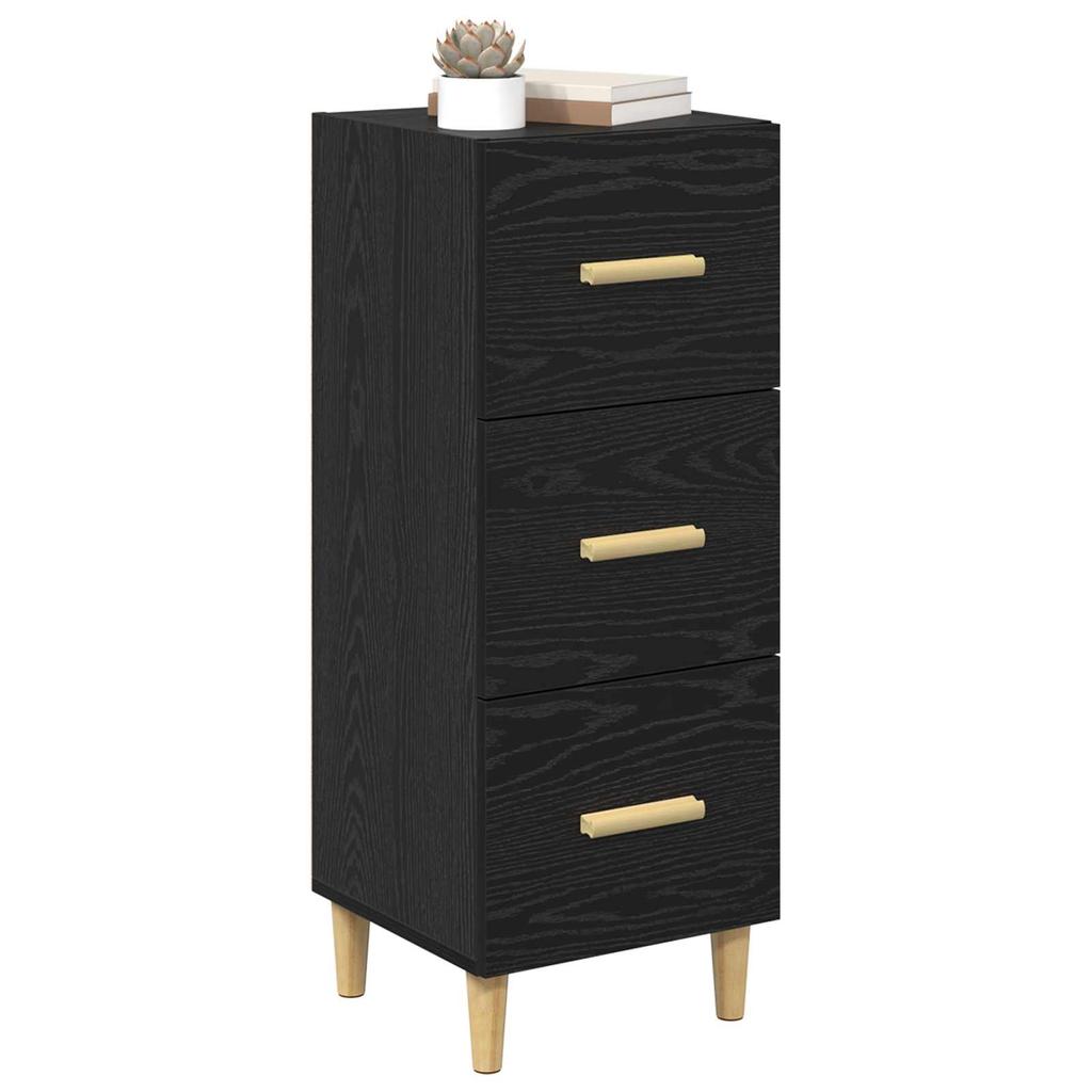 Sideboard in Black Oak Look 34.5 x 34 x 90 cm Engineered Wood