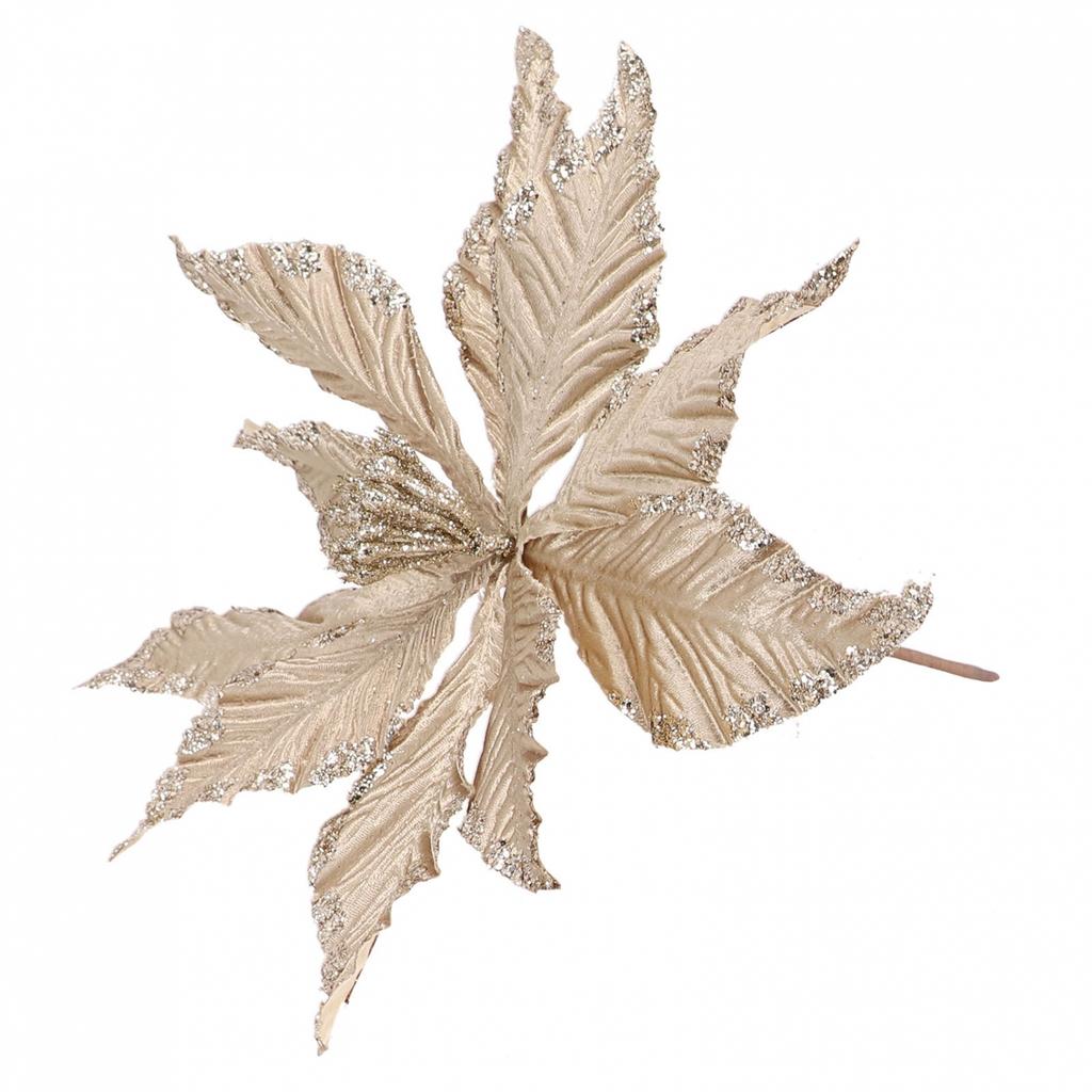 Christmas Flower 25cm Decor Glitter Hanging Plastic