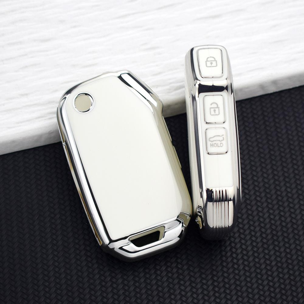 Premium Soft TPU Remote Key Fob Protective Cover for Kia Sportage Seltos K3 Forte Cerato Ceed Sorento 2018-2023 Key Case Rings
