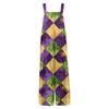 Womens Casual Overalls Jumpsuits Adjustable Straps Sleeveless Carnival Print Comfy Rompers With Pocket