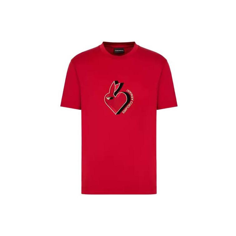 EMPORIO ARMANI Year Of The Rabbit SS23 Regular T Shirt Men's Red 3R1TBL-1JUVZ-0357