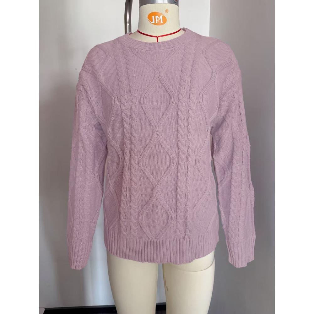 Autumn and Winter Round Neck Loose Retro Cable Knit Women's Sweaters
