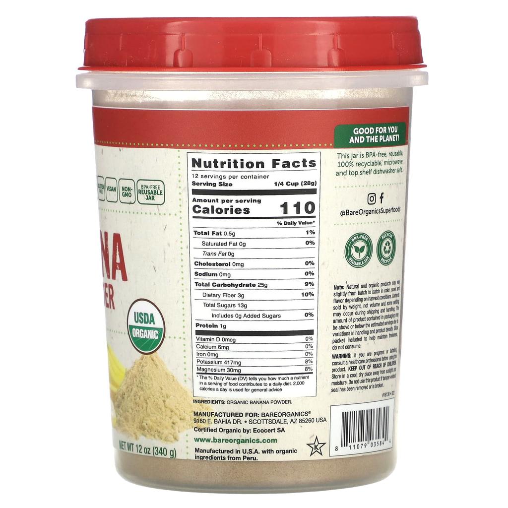 Organic Banana Fruit Powder, 340G(12Oz)