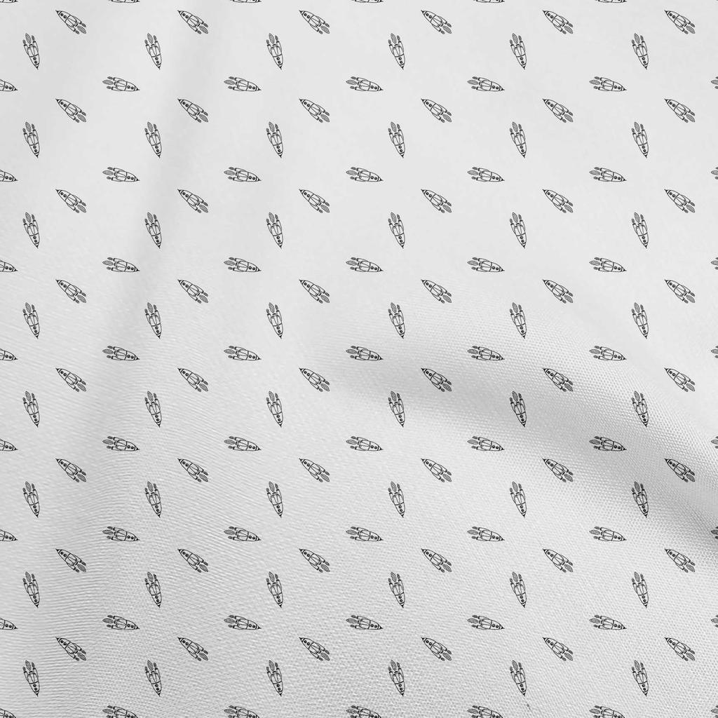 oneOone Cotton Flex Dusty Blue Fabric Retro Rocket Minimal Fabric For Sewing Printed Craft Fabric By The Yard 40 Inch