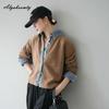 Korean Fashion Spring Autumn Women Jacket Turn-Down Collar Contrast Color Denim Knitting Patchwork Coat Office Lady Casual Loose Stylish Jacket