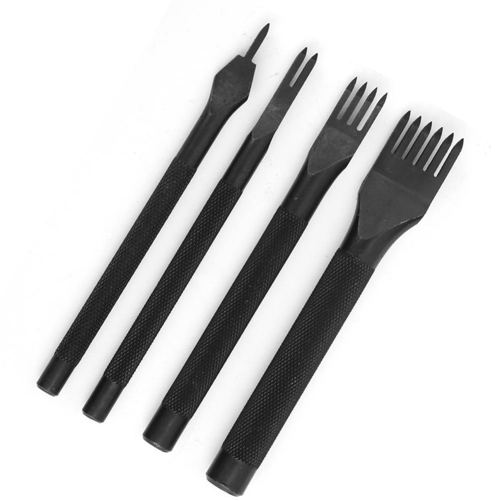 4pcs 3mm 4mm 5mm Leather Craft Chisel Steel Leather Stitching Punch For Card Belt Holders