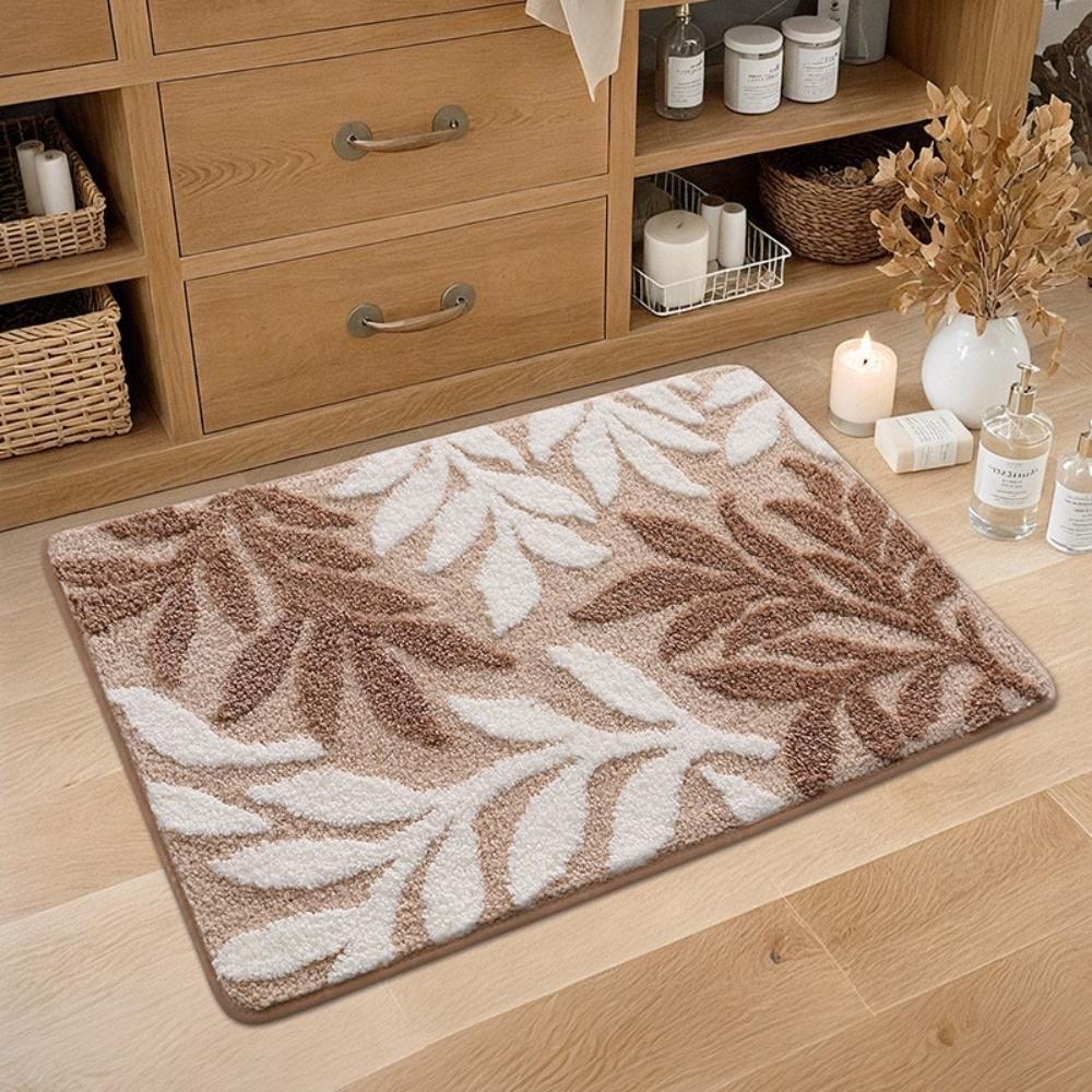 Absorbent Bathroom Mat Plant and Flower Thickened Doormat Non Slip Fluffy Bathroom Mat Quick Drying Home Rug Floral Home Decor