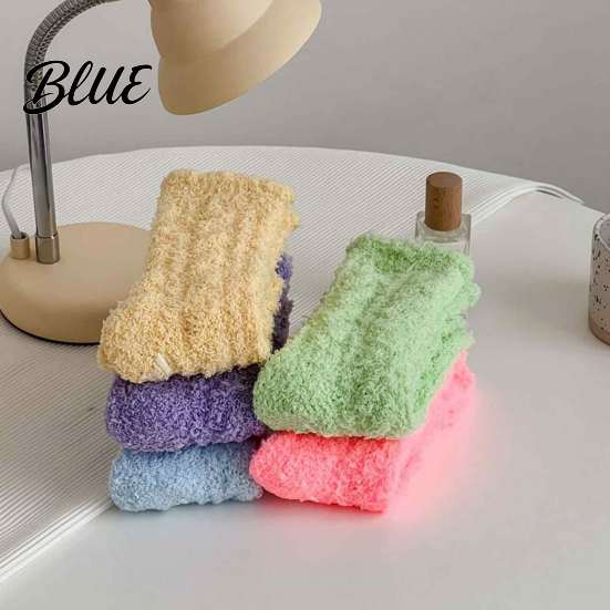 Cozy Pajama Socks Thickened Plush for Women Thermal Sleep Socks Coral Fleece Warm Cute Macaron Color Soft House Floor Winter Autumn Cold Weather Non