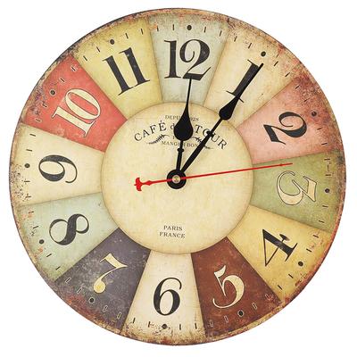 Ceas de Perete 12" Decor Acasă Stil Retro Colorat Silențios cu Cuarț Fără Tic-Tac (# 1)