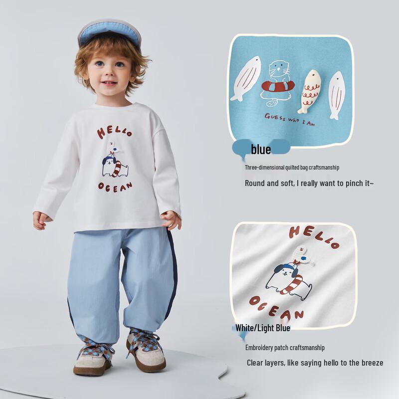 Minibala Boy's Pure Cotton Nautical Long Sleeve T-Shirt