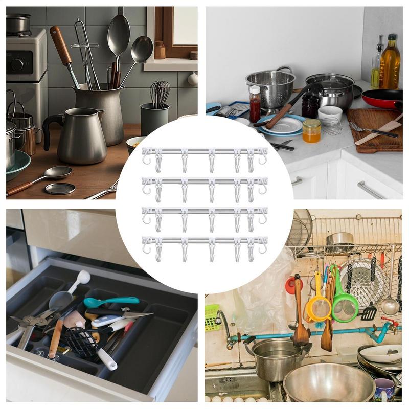 Kitchen Utensil Hangers Wall Mount Adhesive No Drilling Spatula Storage Rack Space Saving Home Organizer For Spoons BBQ Tools