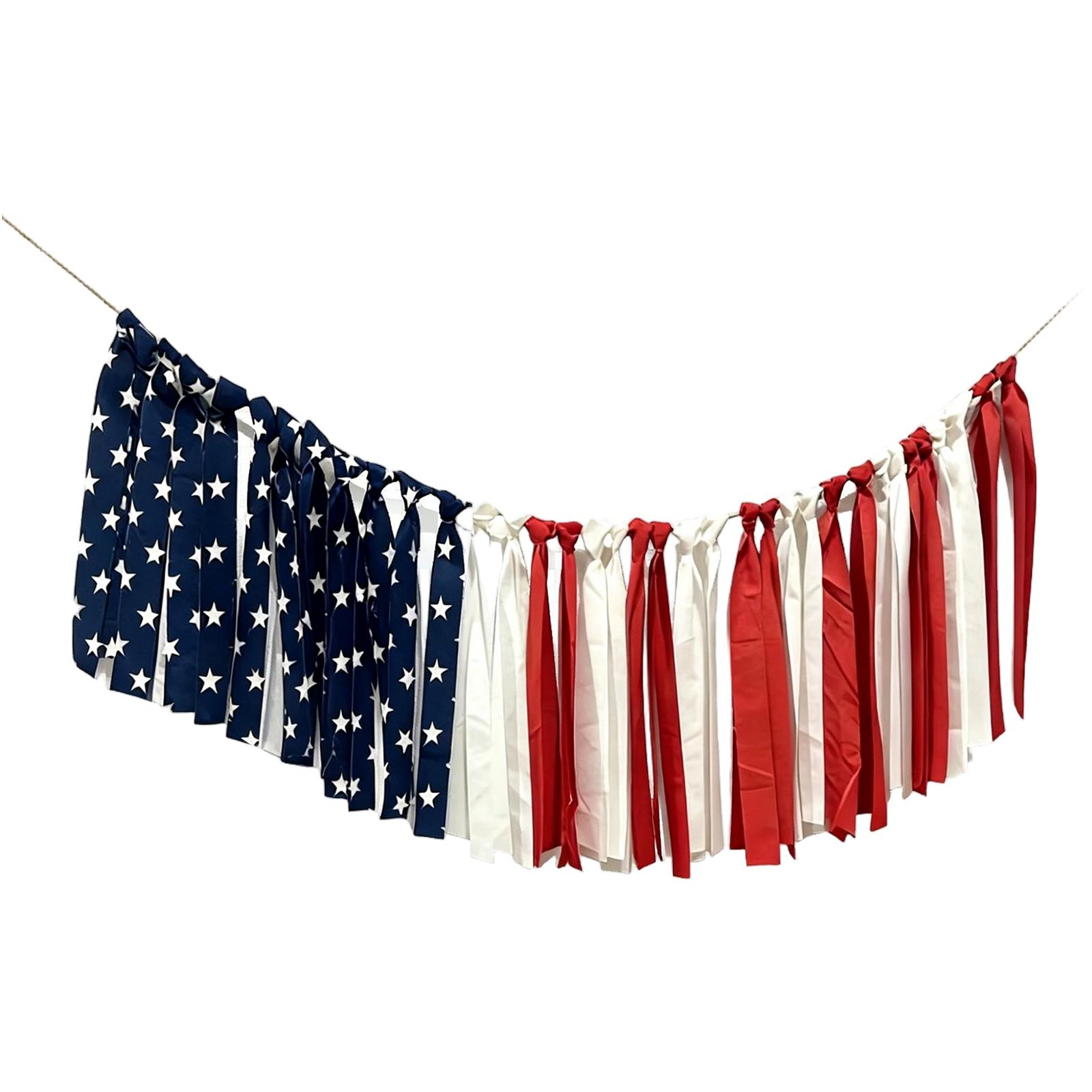 

Fabric Garland with Pattern for Indoor Outdoor Holiday Party Event Decoration Hanging Bunting One Size
