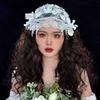 Lace Floral Bride Headdress White Wedding Headwear Vintage Bridal Hat  Hair Jewelry