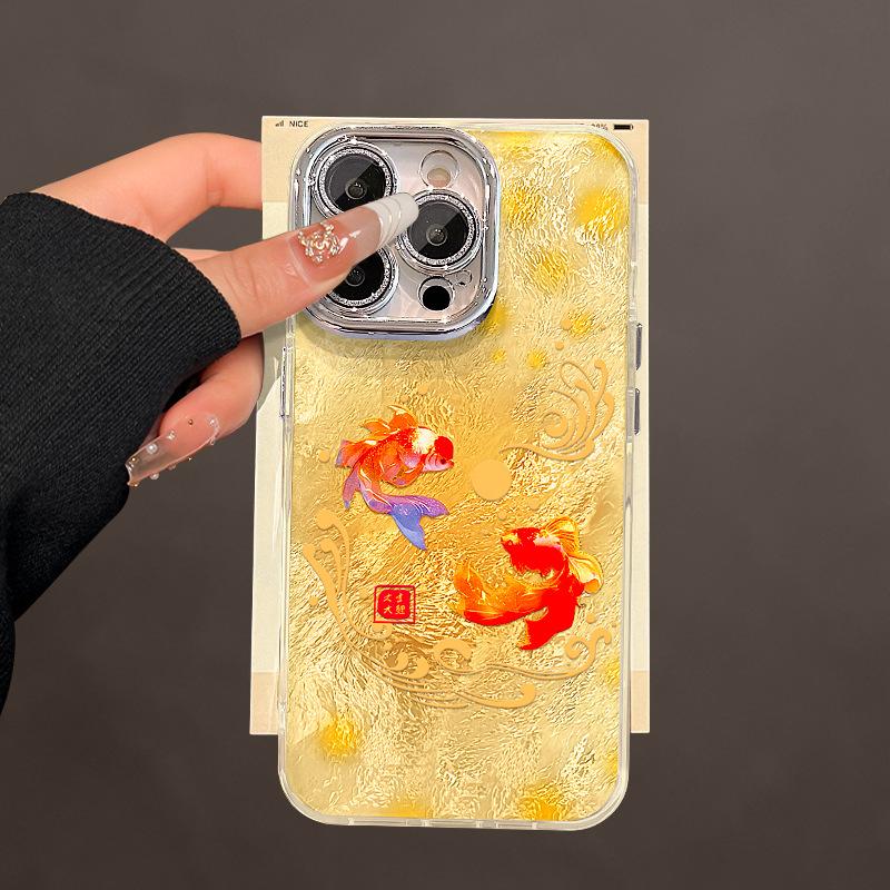 

Good Luck Koi подходит для Apple 16pro мобильный телефон чехол Iphone15 Xiaomi 14 национальный стиль 13 полное покрытие анти-падение 12/11 Redmi Note 11 Pro