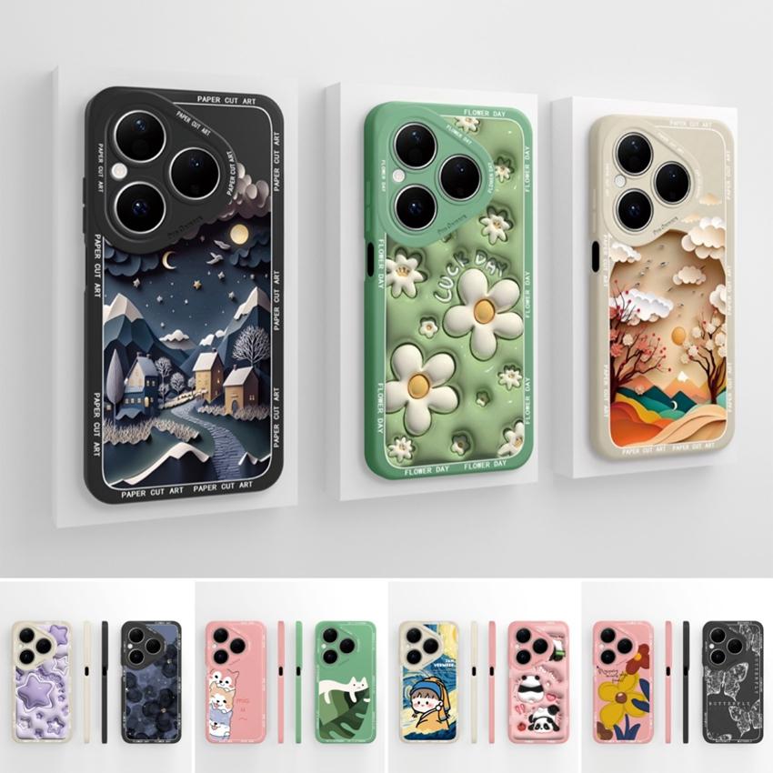 For Huawei Pura 80 Pro Honor X7d X9d X20 V40 Phone Cases Beautiful Village Patterns Lens Protection Liquid Silicone Shockproof Shell For Huawei Casing