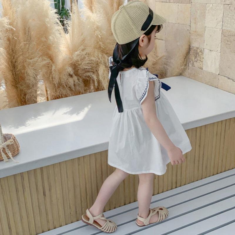 Summer Baby Girl Princess Dress Casual Fashion Baby Girl Flying Sleeve Bowknot Princess Dress Kids Clothing For 1-6 Years Old