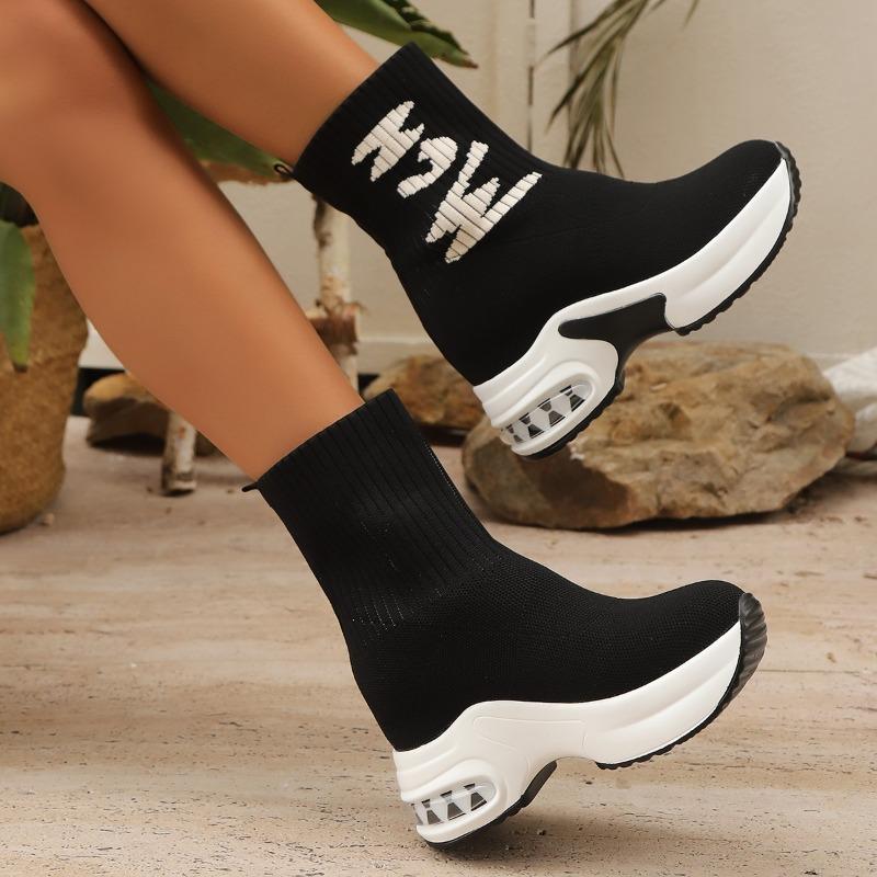 Women's Knitted Boots Thick-soled Slip-on Breathable Women Boots Are Fashionable Casual and Smooth Botas De Invierno Para Mujer