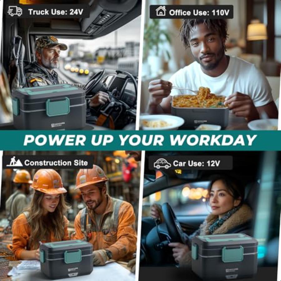 Annie Mia Design Electric Lunch Box for Adults 90w 3.5L 2Layer Portable Food Warmer Dual Mode 2.5L + 1L Heated Lunch Box for Ad