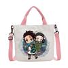 Anime Demon Slayer Canvas Crossbody Bag Cartoon Figures Print Shoulder Bags Fashion Minimalist Commuting Storage Handbag Gifts