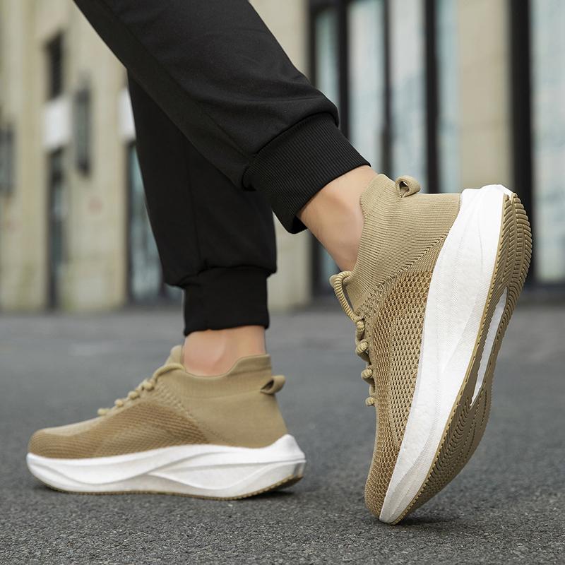 Elastic Anti Slip Sole Mesh Lined Men Summer Casual Running Footwear Vent Light Comfort For Indoor Outdoor Daily Walking