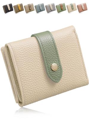Encore Genuine Leather Mini Wallet, High-Quality Two-Tone Design, Tri-Fold Wallet for Women, Small, Anti-Skimming, Foldable, Lightweight, Compact,