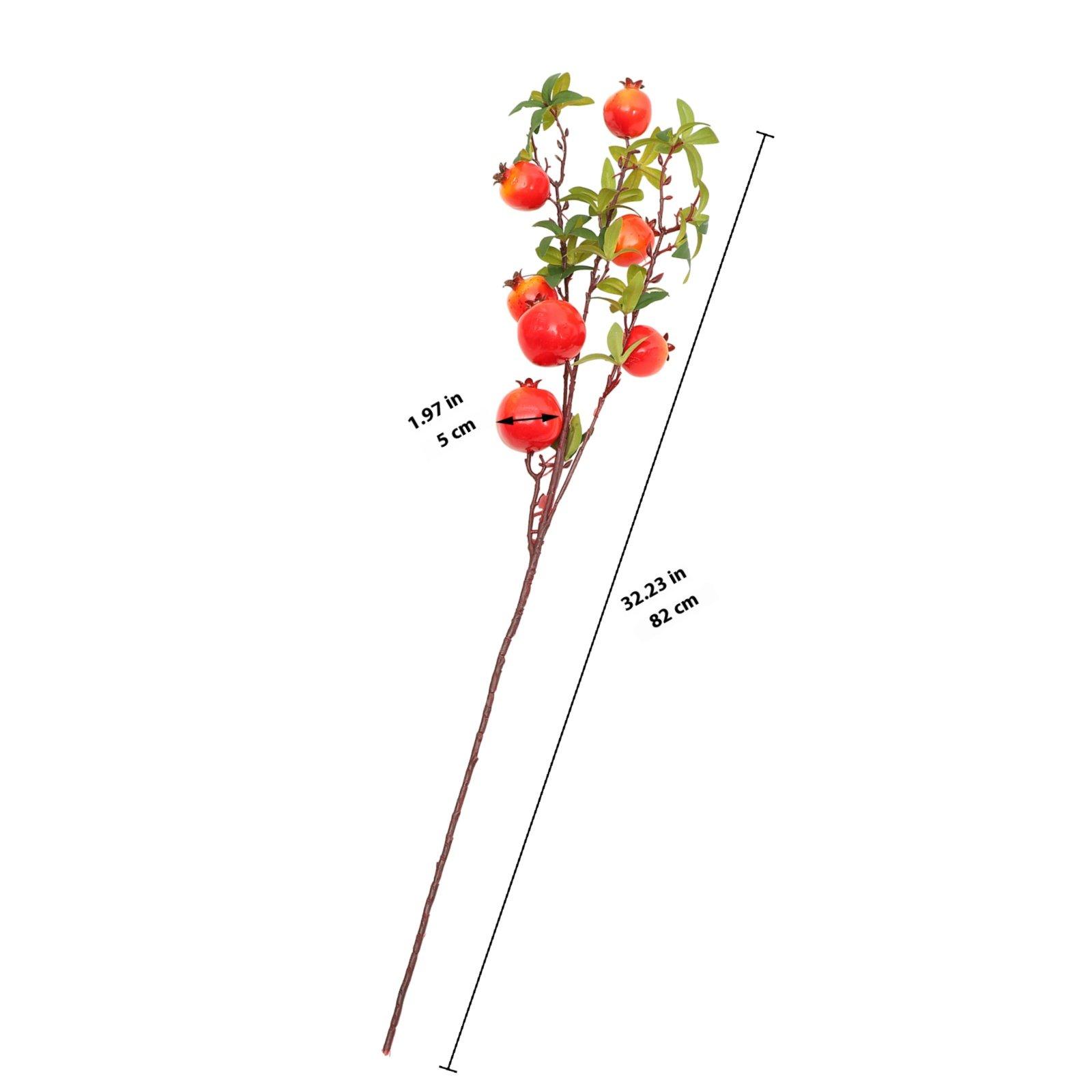 Simulated Pomegranate Branch Lifelike Fake Pomegranate Stems Home Wedding Party Decor Artificial Bouquet Photography Prop Table (Red,other) красный
