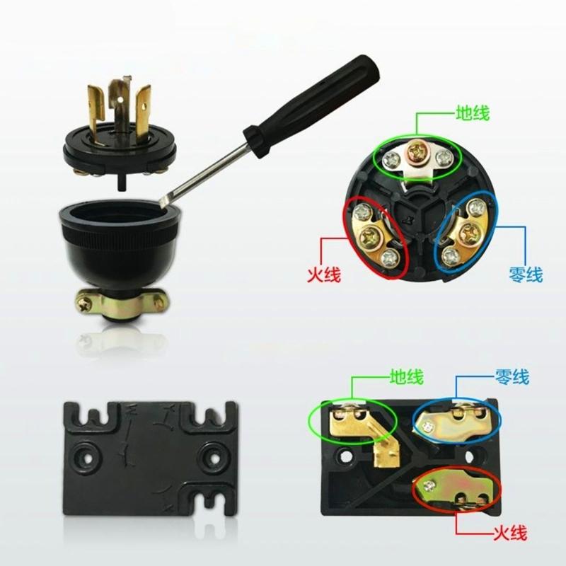 2KW Generatorstecker Anti-Locker-Stecker GX160 Anti-Abfall Drei-Pin-Stecker Amerikanischer Stecker 250V Generatorstecker Ersatzteil